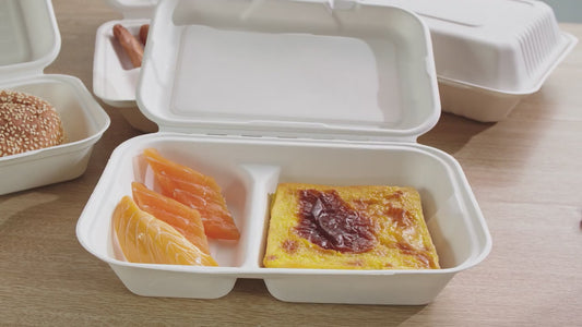 9x6 Inch 100% Biodegradable Disposable Bagasse Sugarcane Takeaway Paper Lunch Food Box Container