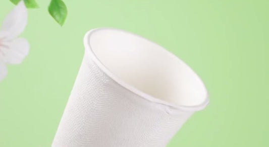 12 OZ  Disposable Sugarcane Bagasse Fiber coffee cups(Natural/White Color)