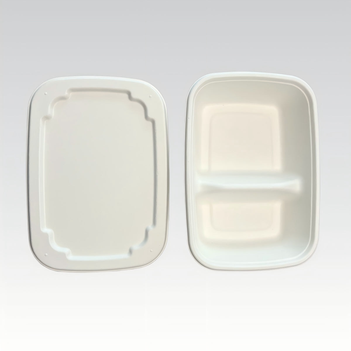 750ml 1/2 Compartment Bagasse Meal Box Biodegradable Disposable Bagasse Food Container with Lid for Takeaway