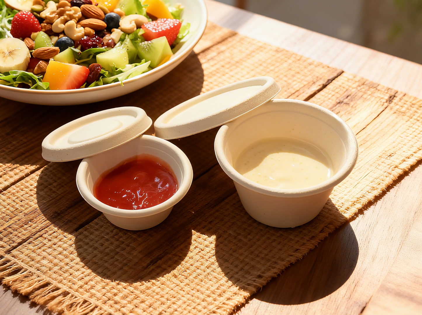 4 OZ CUP NATURAL COLOR-Compostable Bagasse Fiber Souffle Snack Paper Cups (lid not include)