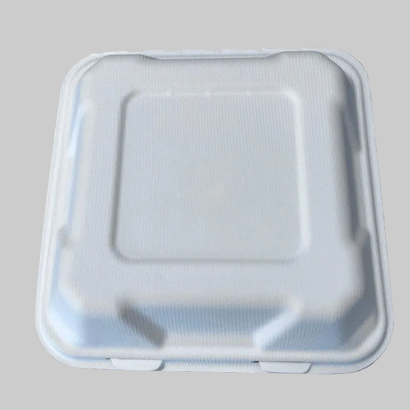 900ml Clamshell Disposable Bagasse Tableware Biodegradable Packaging for Food