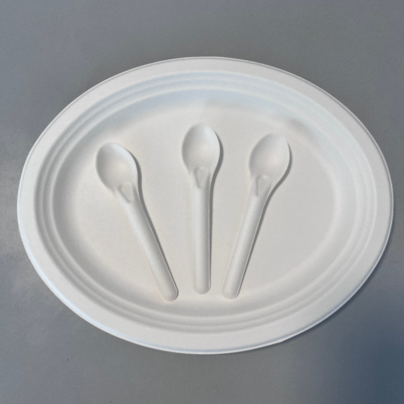Paper Spoon Disposable Pulp Bagasse Sugarcane Cutlery Cutleri for Takeout Camping Outdoor Picnic