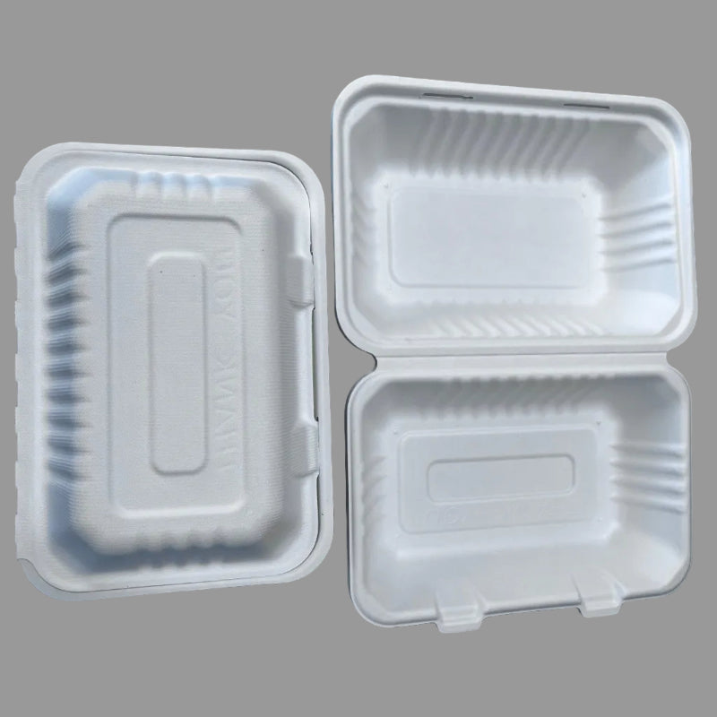 9x6 Inch100% Biodegradable Compostable Tableware Disposable Bagasse Sugarcane Takeaway Paper Lunch Food Box