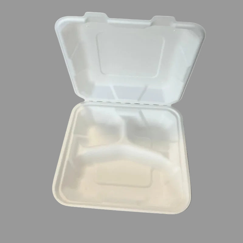 800ml Eco Biodegradable Disposable Lunch Box Sugarcane Bagasse Pulp Food Paper Box
