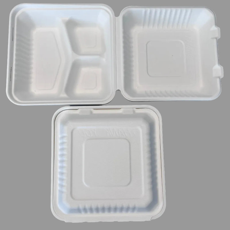 Biodegradable Sugarcane Bagasse Food Container 1300ml Disposable Food Paper Lunch Boxes
