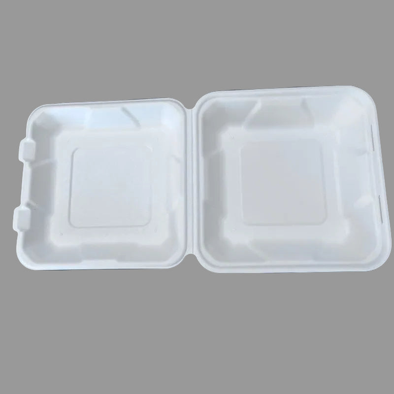 900ml Clamshell Disposable Bagasse Tableware Biodegradable Packaging for Food