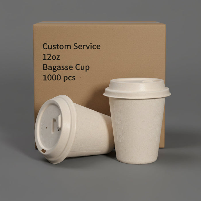 Wholesale bagsse cups with lids，MOQ 1000pcs